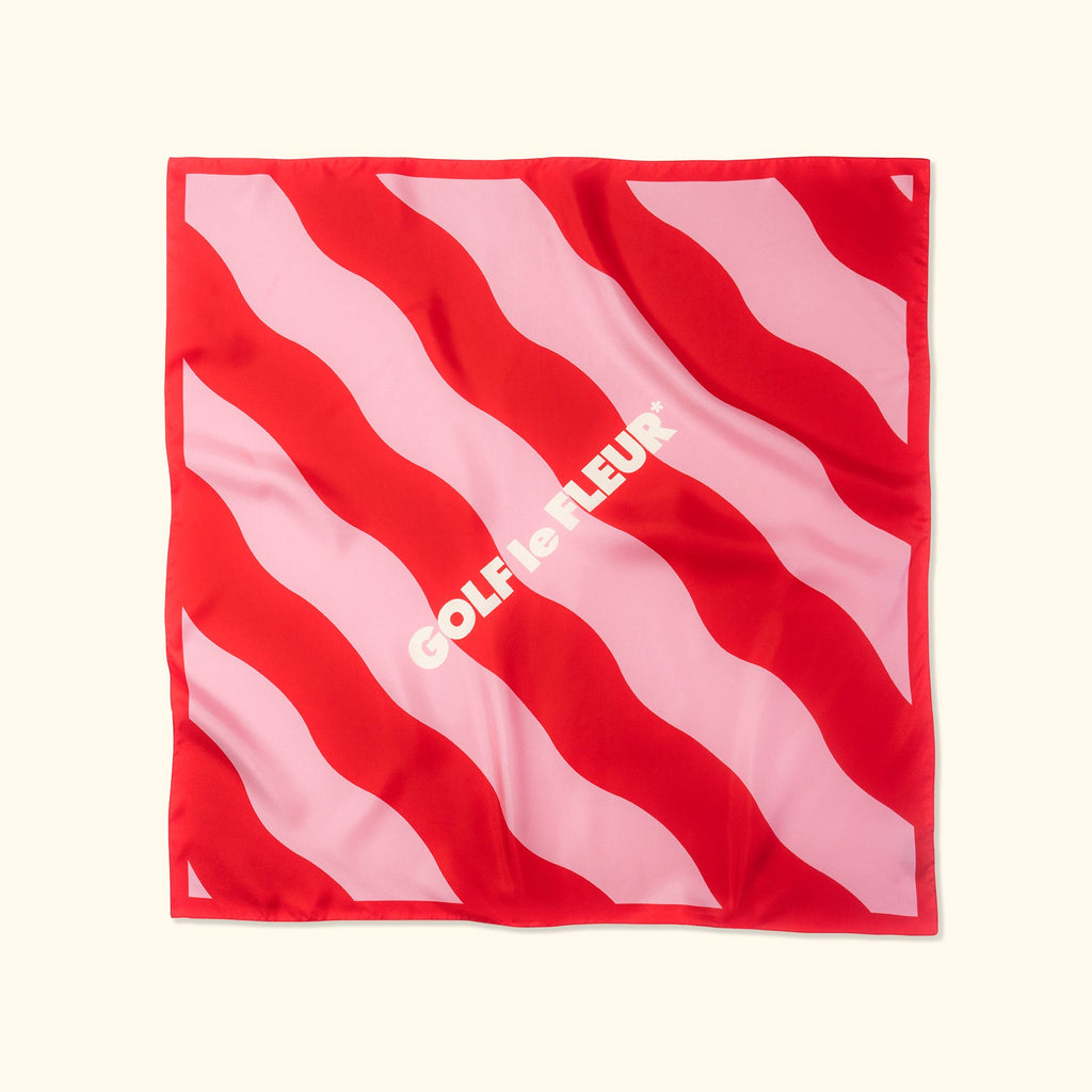 Large Wavy Stripe Silk Scarf Red