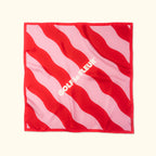 Large Wavy Stripe Silk Scarf Red