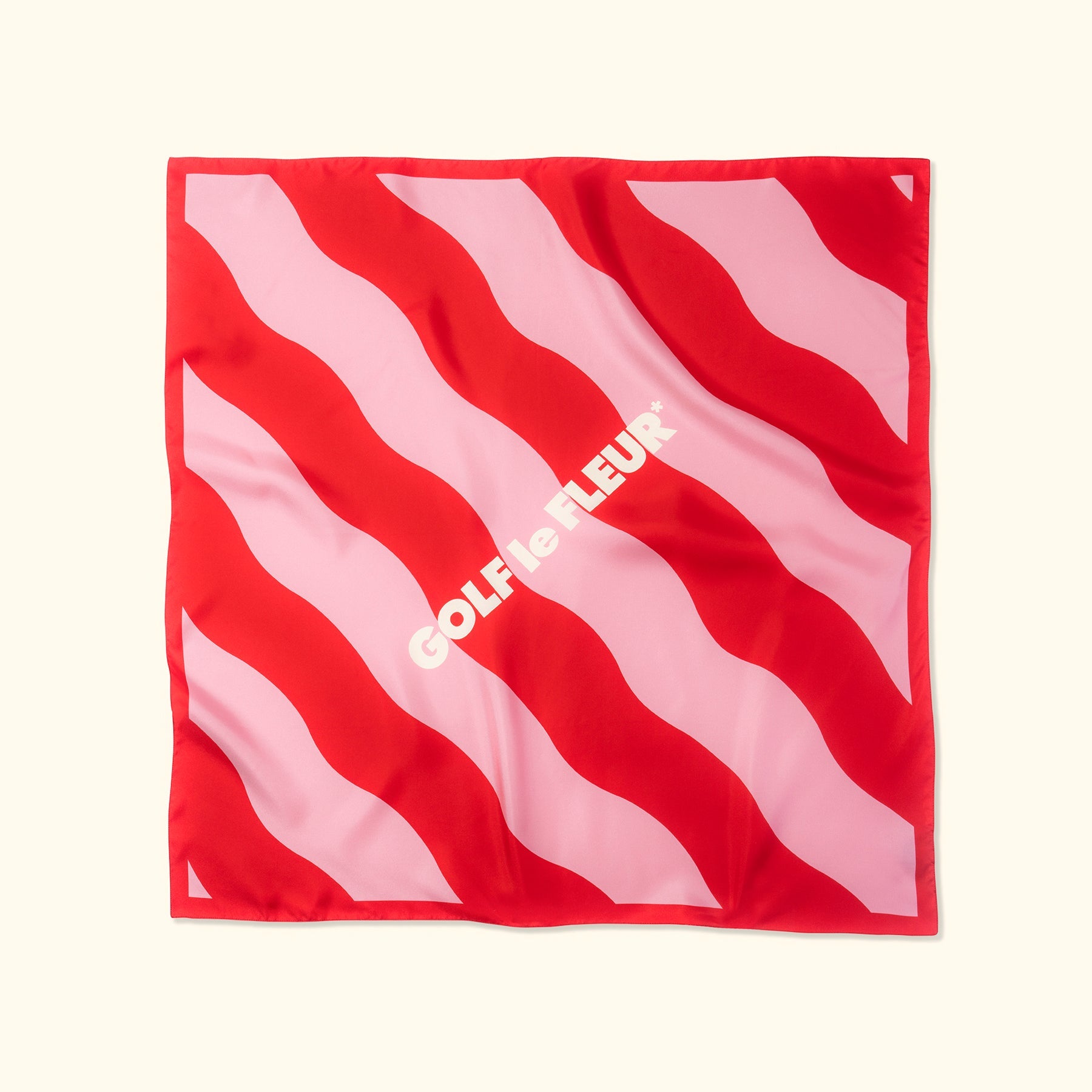 Large Wavy Stripe Silk Scarf Red