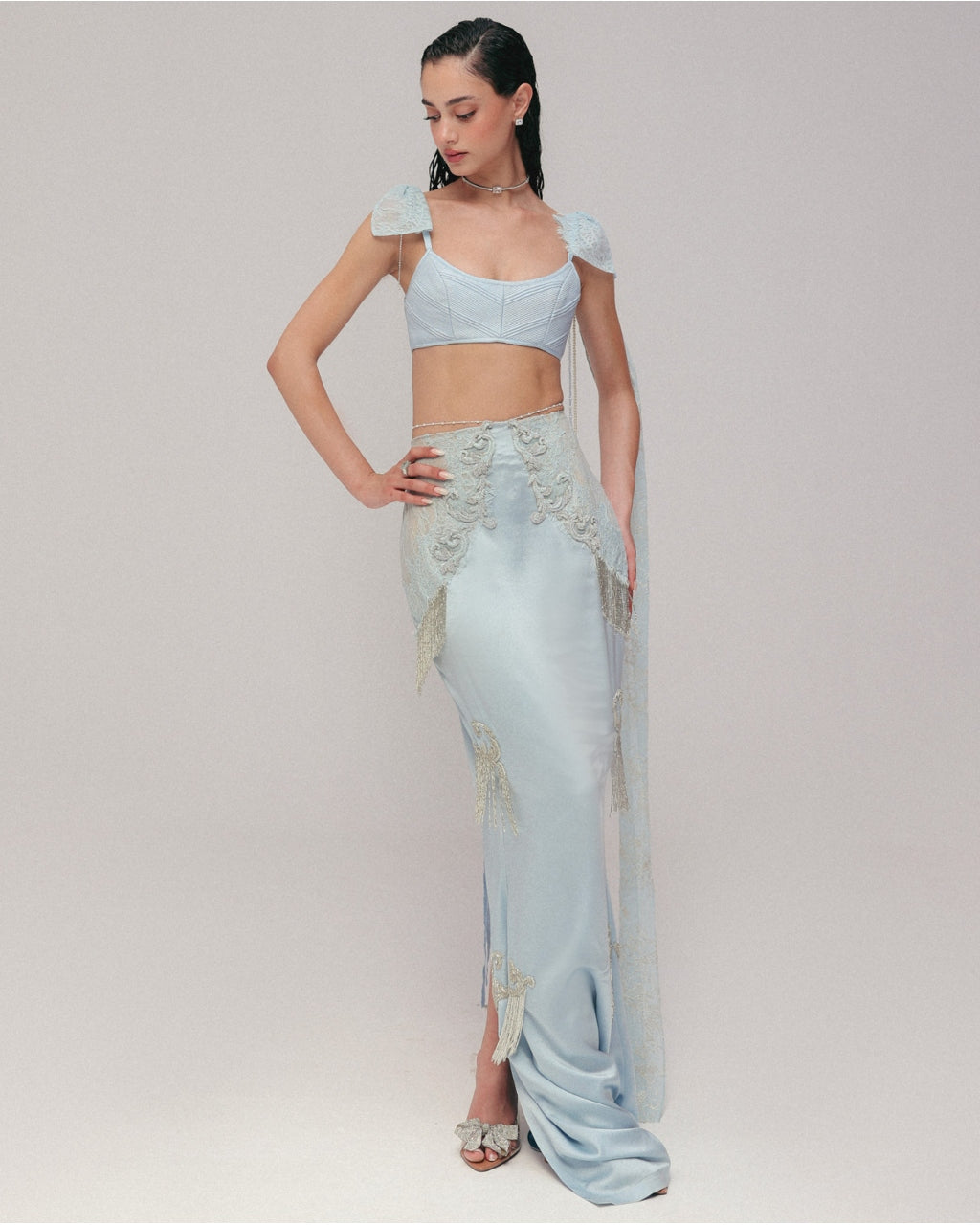 The Blue Heiress Skirt Set By KYNAH, Luxury Indian Fashion & Bridal Wear