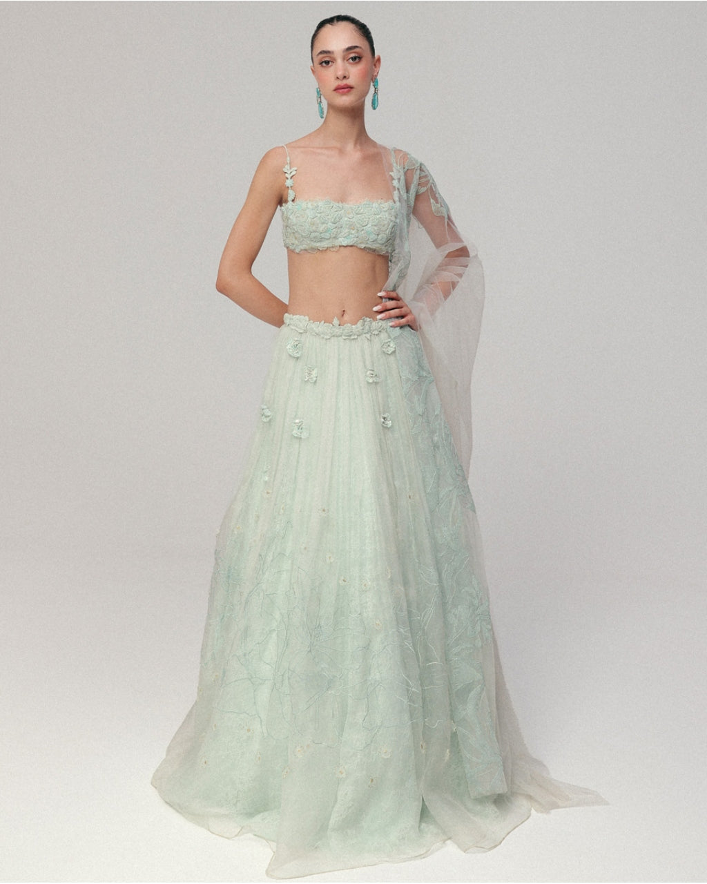 A Cornflower Blue Lehenga By KYNAH, Luxury Indian Fashion & Bridal Wear