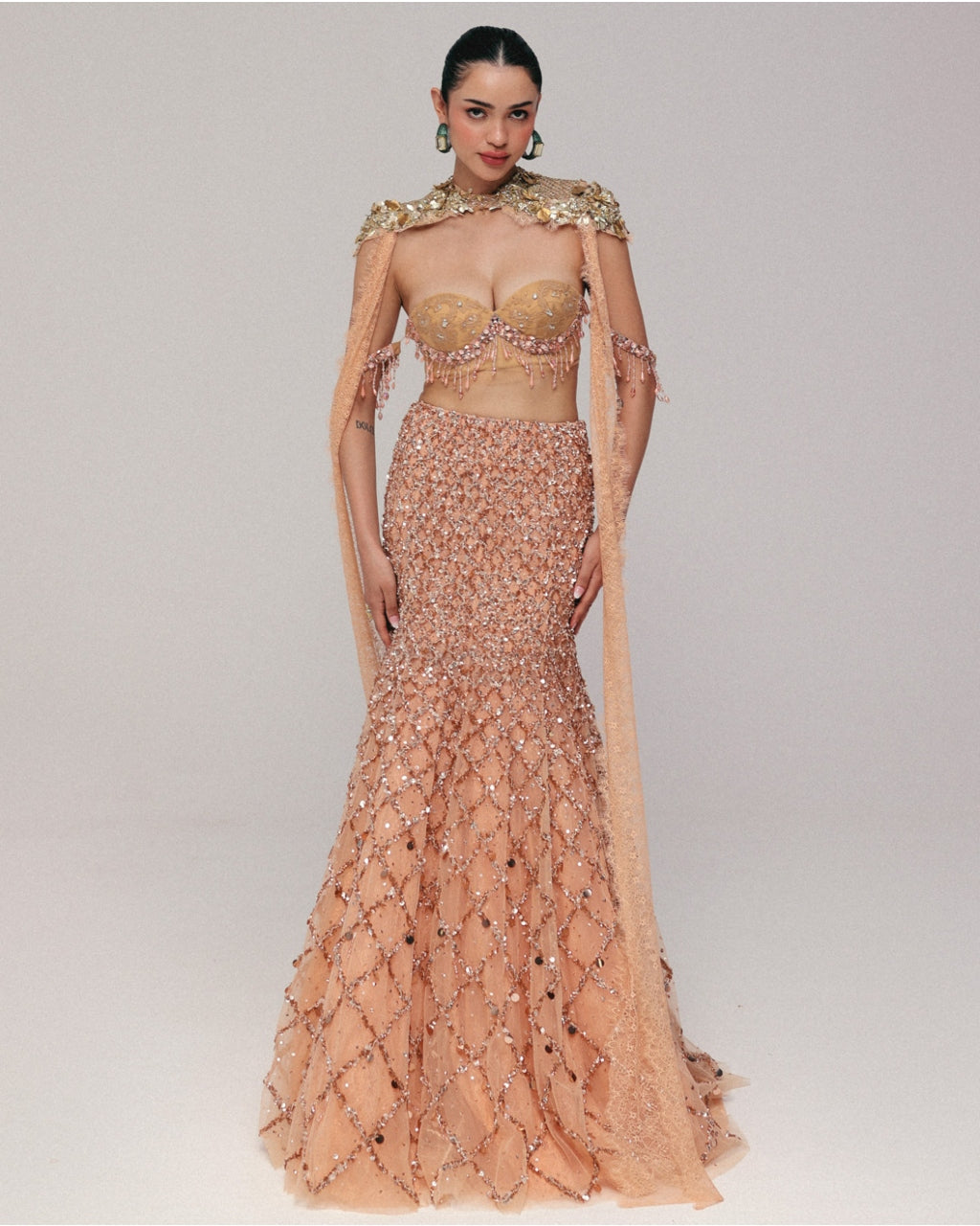 Gold Dust And Nectar Skirt Set By KYNAH, Luxury Indian Fashion & Bridal Wear