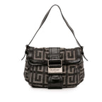 Leather Trimmed Monogram Denim Shoulder Bag