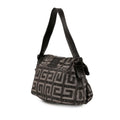 Leather Trimmed Monogram Denim Shoulder Bag