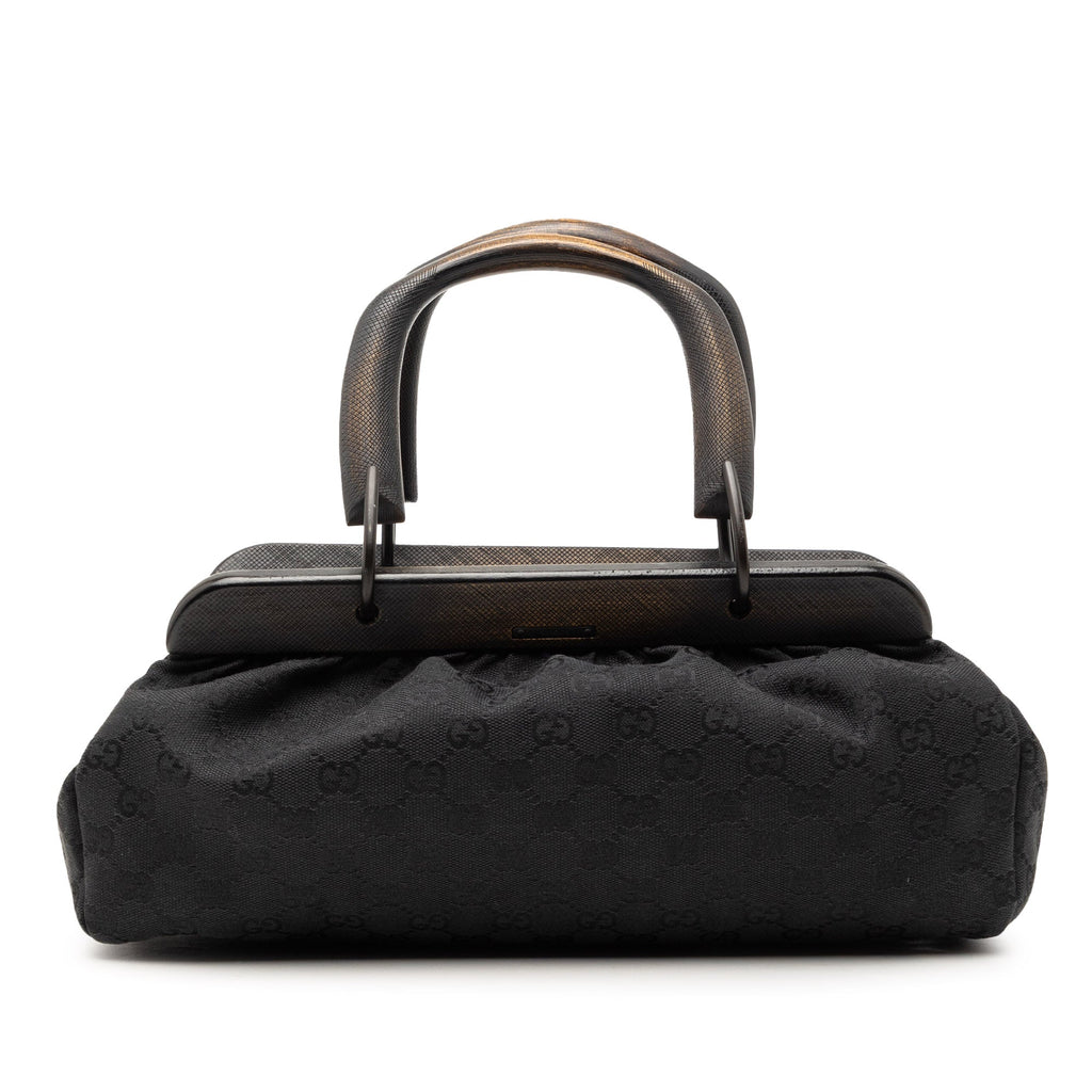GG Canvas Wood Frame Handbag