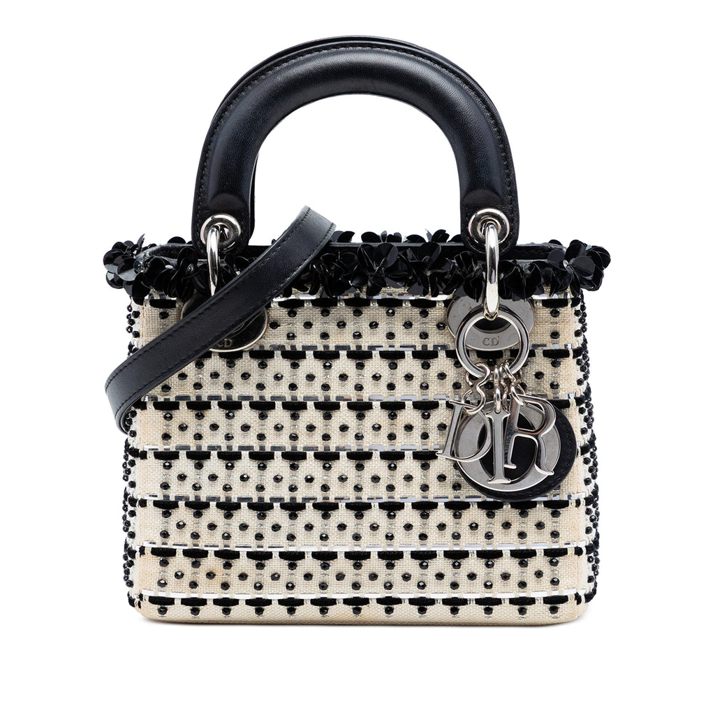 Mini Canvas Bead and Sequin Embellished Lady Dior