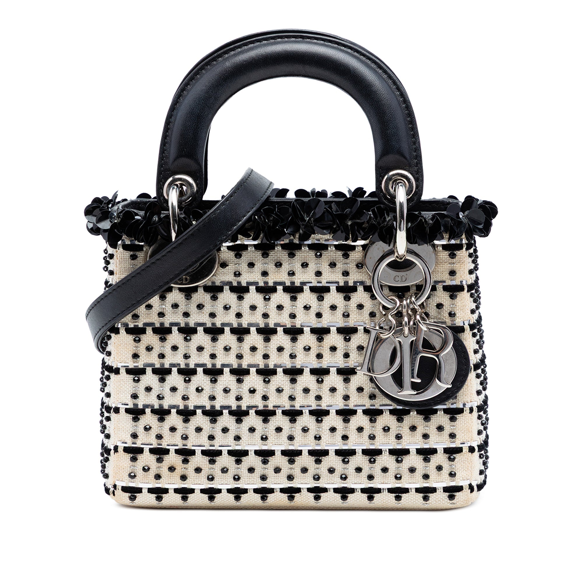 Mini Canvas Bead and Sequin Embellished Lady Dior
