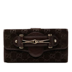 GG Suede Pelham Continental Long Wallet