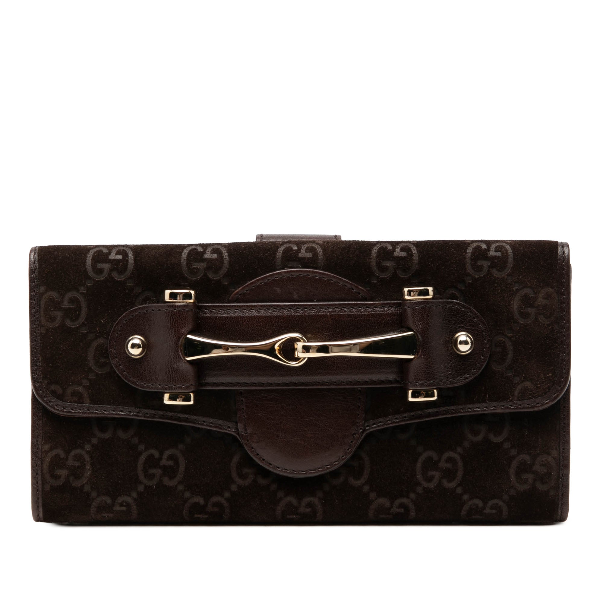 GG Suede Pelham Continental Long Wallet
