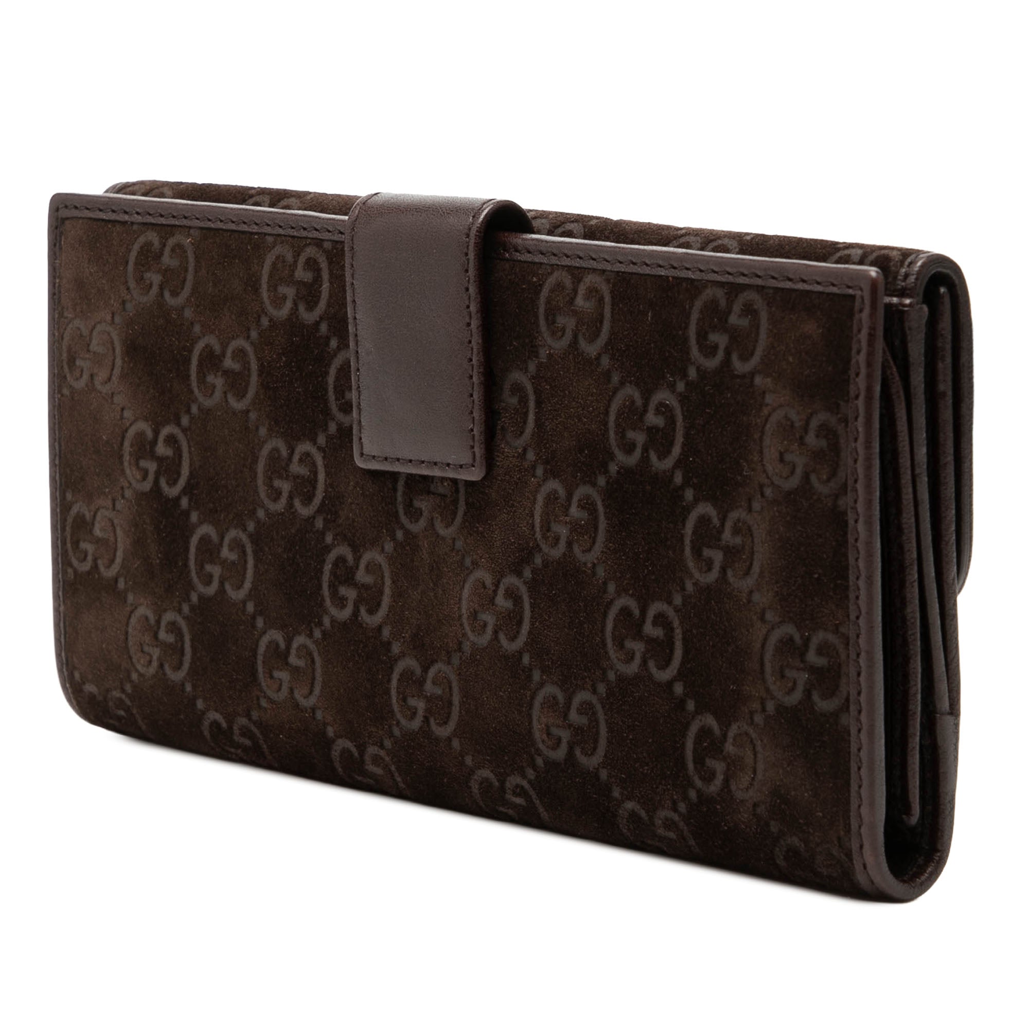 GG Suede Pelham Continental Long Wallet