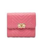 Chevron Caviar Boy Trifold Small Wallet