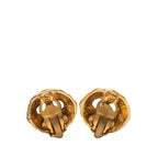 Gold Plated CC Hollow Round Clip On Earrings