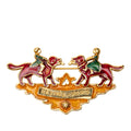 Gold Plated Enamel Children And Dogs Brooch