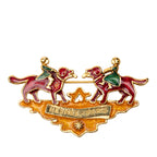 Gold Plated Enamel Children And Dogs Brooch