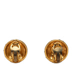 Gold Plated Strass Logo Lettering Clip On Earrings