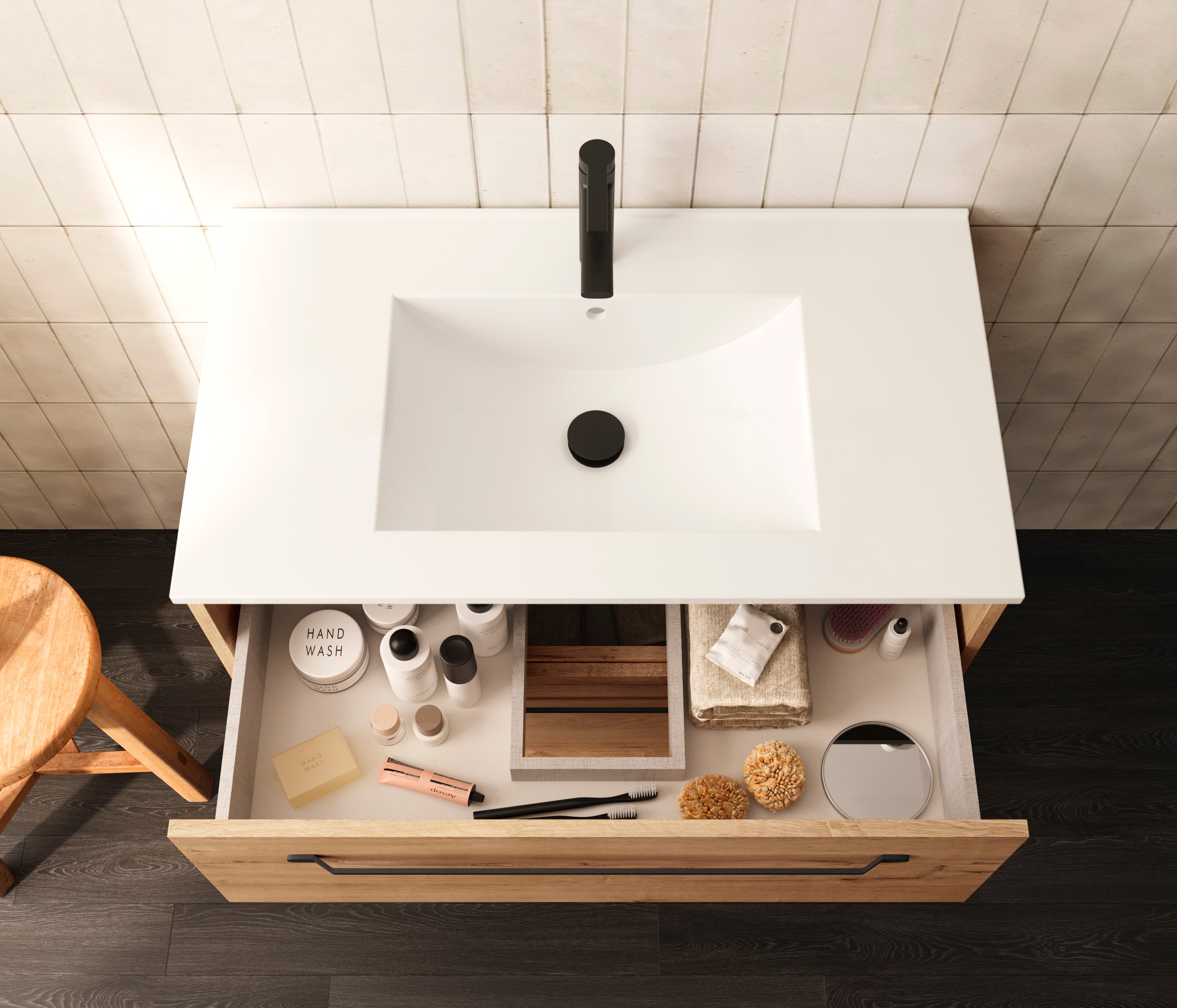 BATHME LENNOX Mueble de Baño con Lavabo de Encimera 120 cm Roble Ostippo