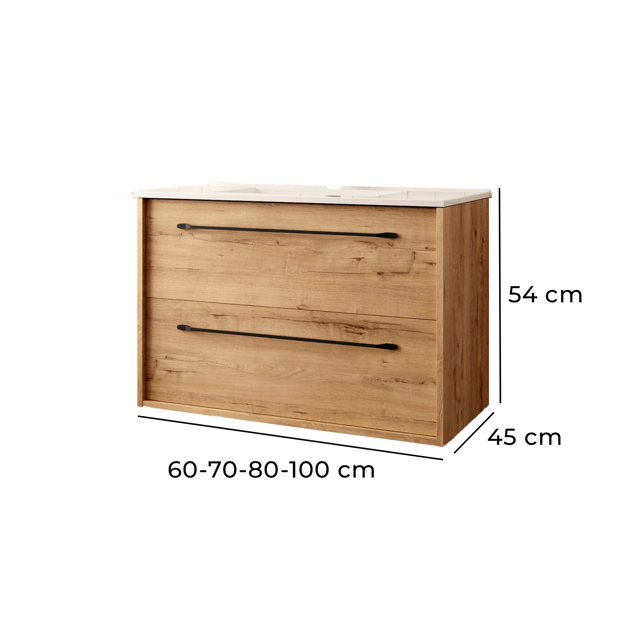 BATHME LENNOX Mueble de Baño con Lavabo de Encimera Roble Ostippo