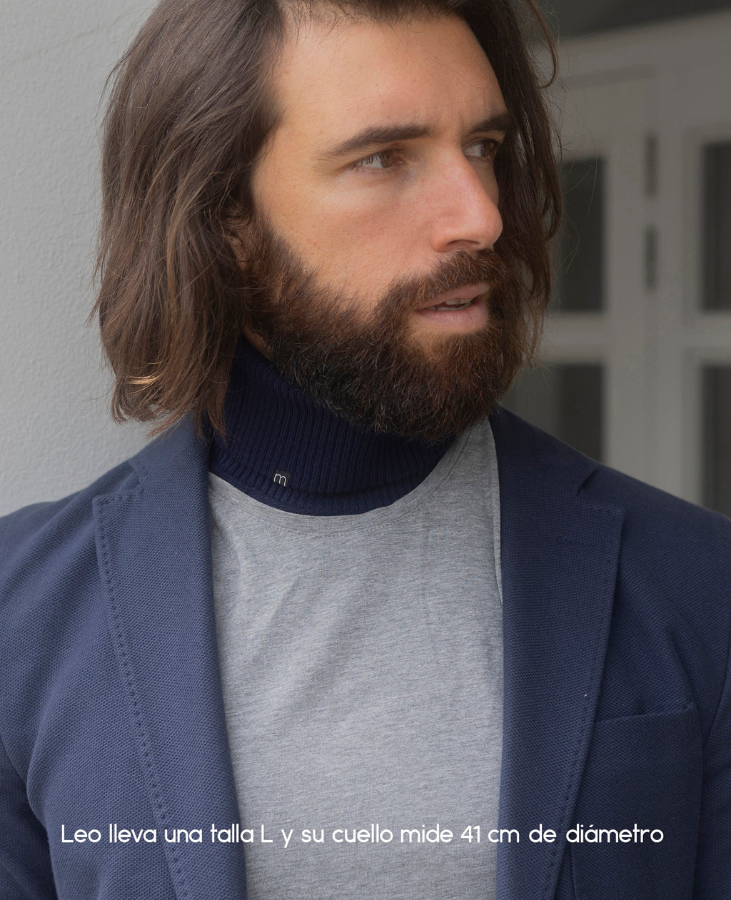 Jersey de cuello vuelto minimo azul hombre