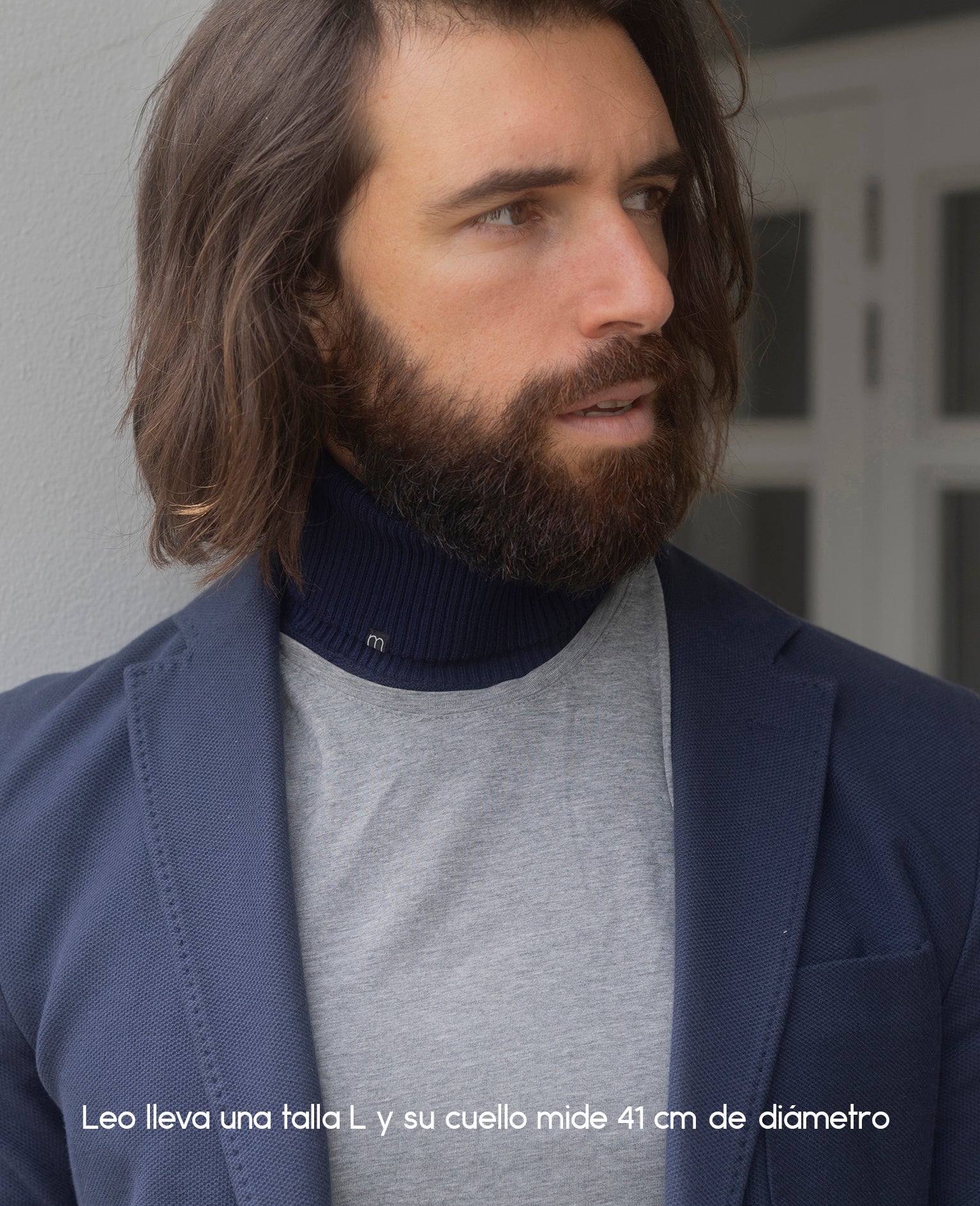 Jersey de cuello vuelto minimo azul hombre