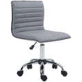PU Leather Adjustable Swivel Office Chair with Armless Mid-Back & Chrome Base, Light Grey