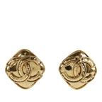CC Gold Plated Diamond Shape Clip On Earrings