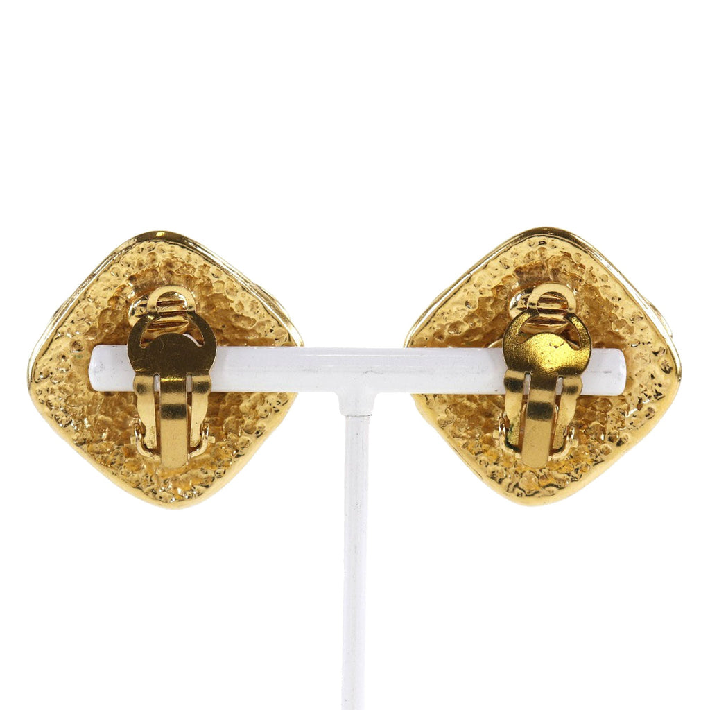 CC Gold Plated Diamond Shape Clip On Earrings