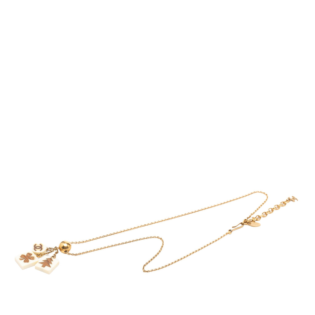 Gold Plated Resin CC Tree Clover Charms Pendant Necklace