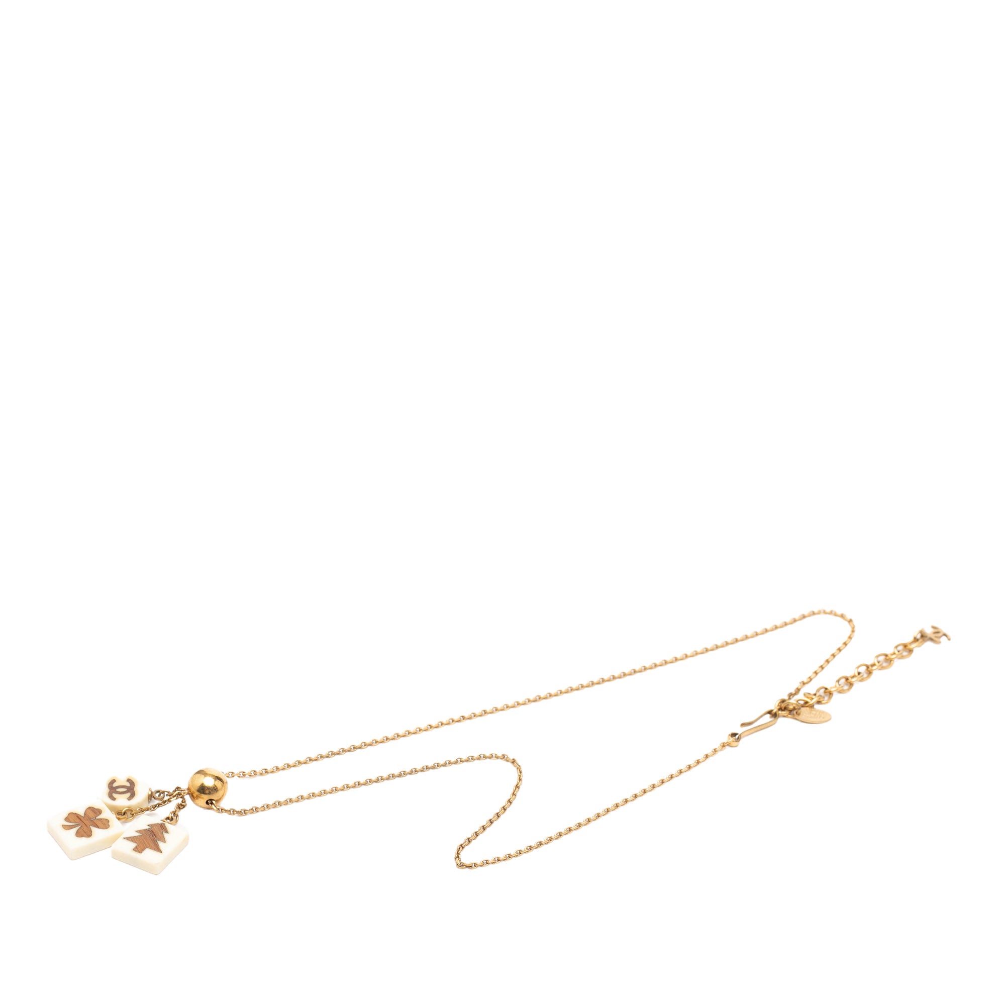 Gold Plated Resin CC Tree Clover Charms Pendant Necklace