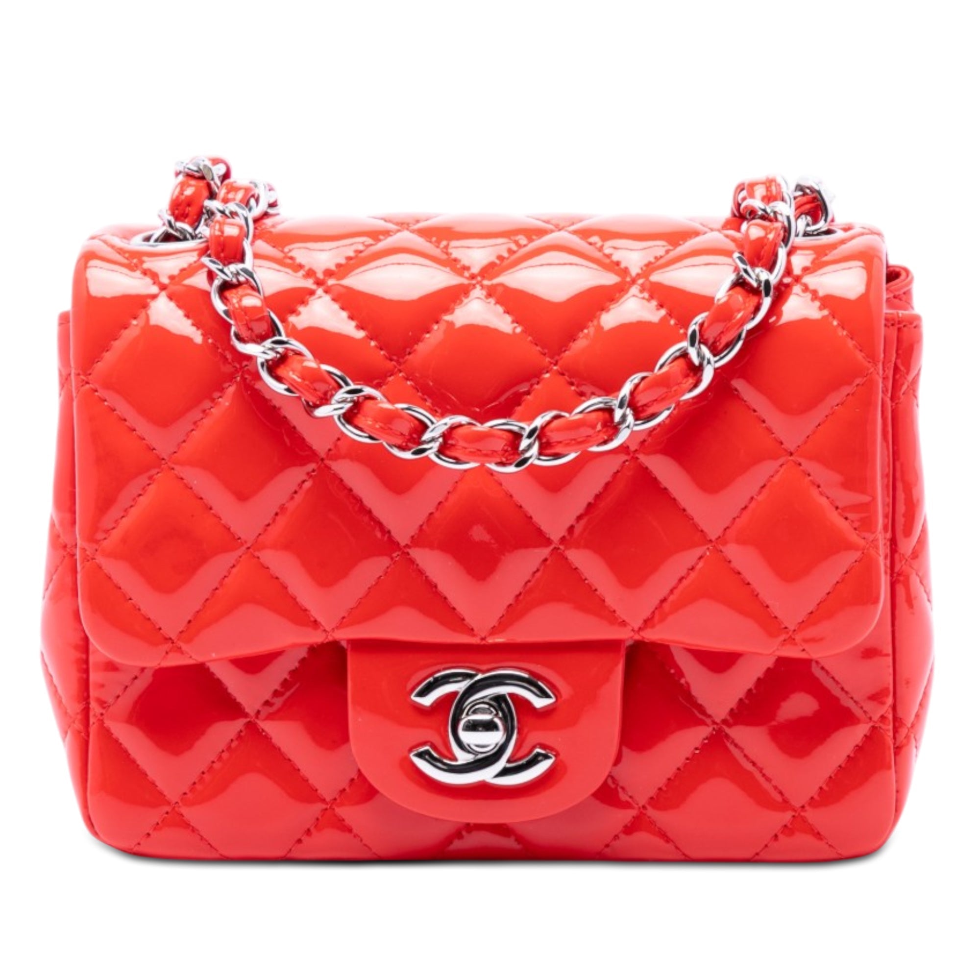 Mini Square Classic Patent Single Flap
