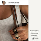 Anillo mujer negro con Jaspe dálmata