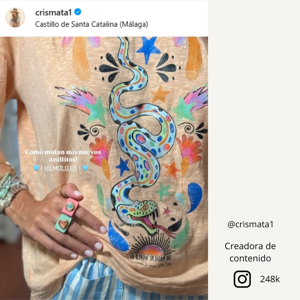 Anillo para mujer Mint con piedra natural cuarzo sandia