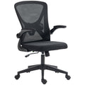 Mid Back Office Chair, Mesh Computer Desk Chair with Support & Flip-up Arm, Black