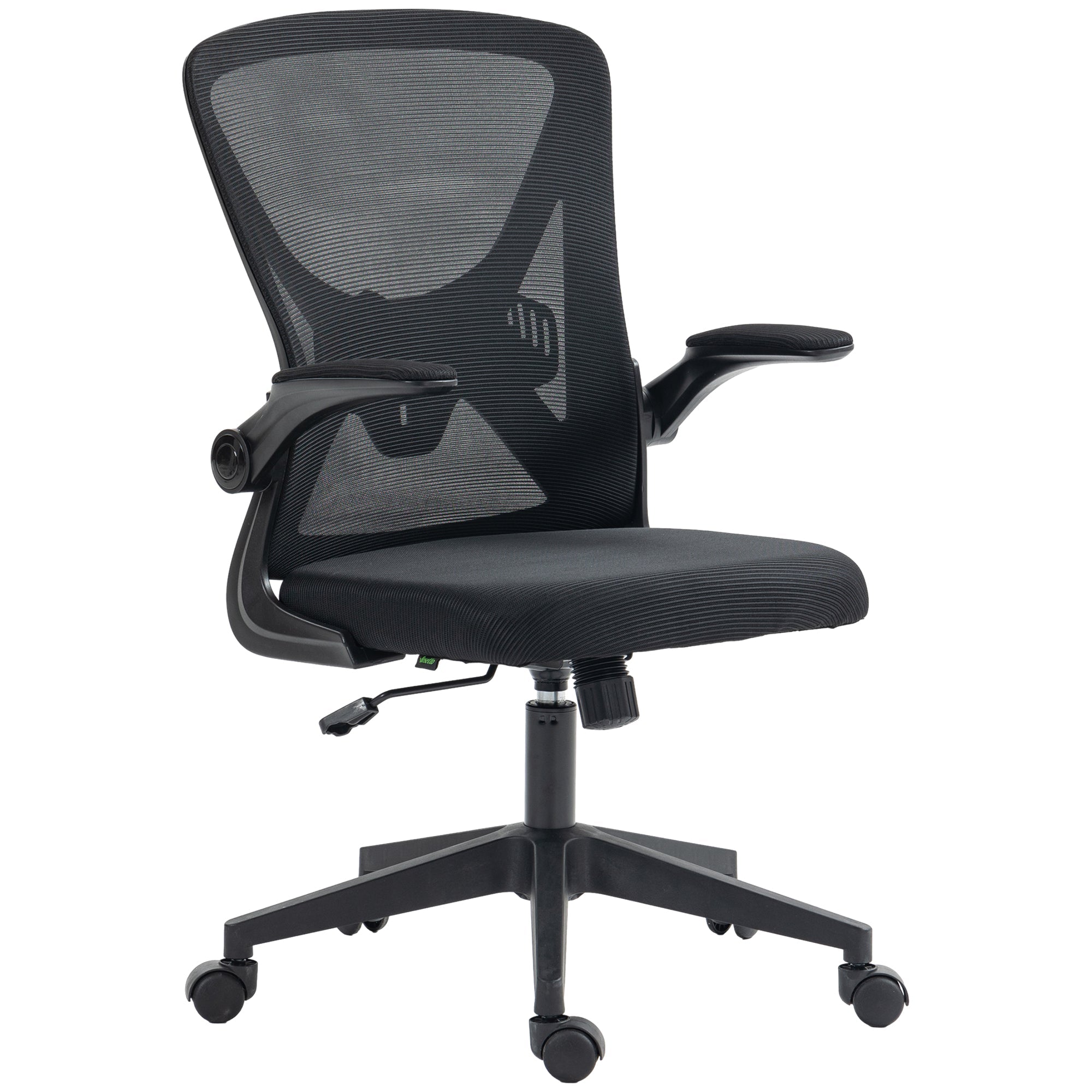 Mid Back Office Chair, Mesh Computer Desk Chair with Support & Flip-up Arm, Black