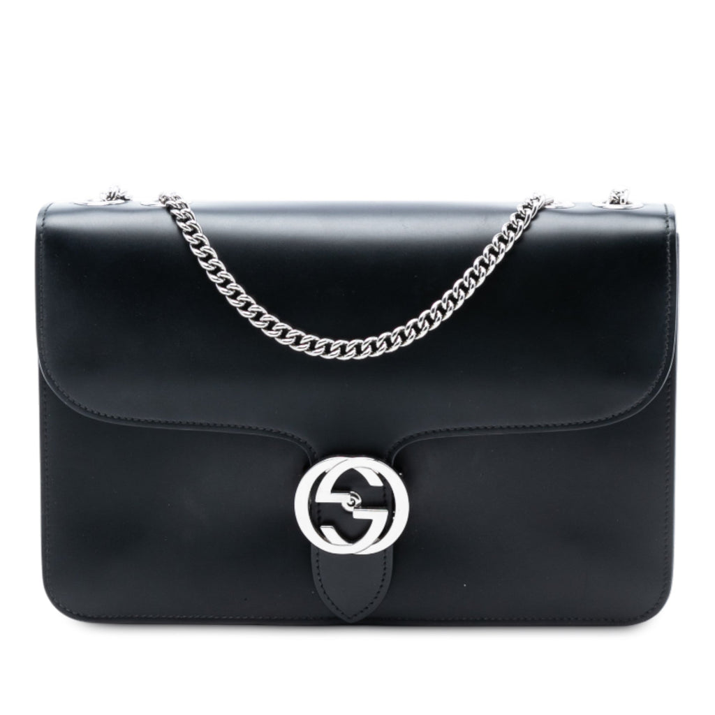 Medium Polished Calfskin Dollar Interlocking G Crossbody