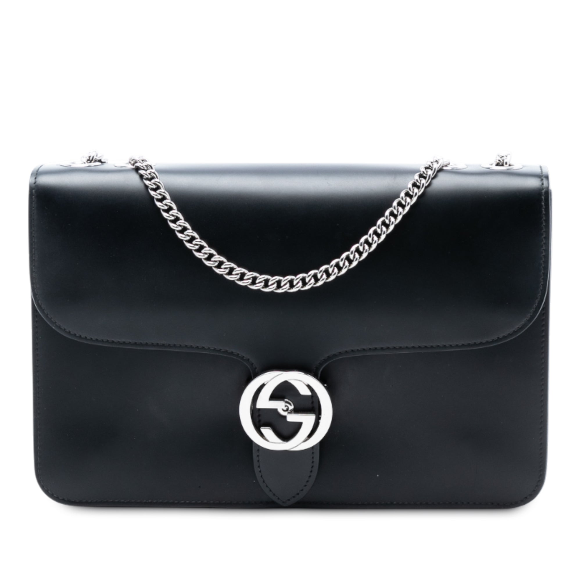 Medium Polished Calfskin Dollar Interlocking G Crossbody