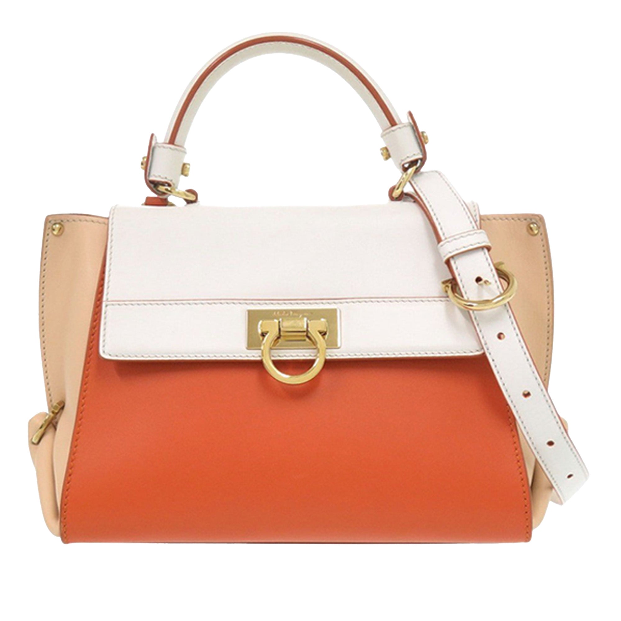 Small Tricolor Leather Gancini Sofia Satchel
