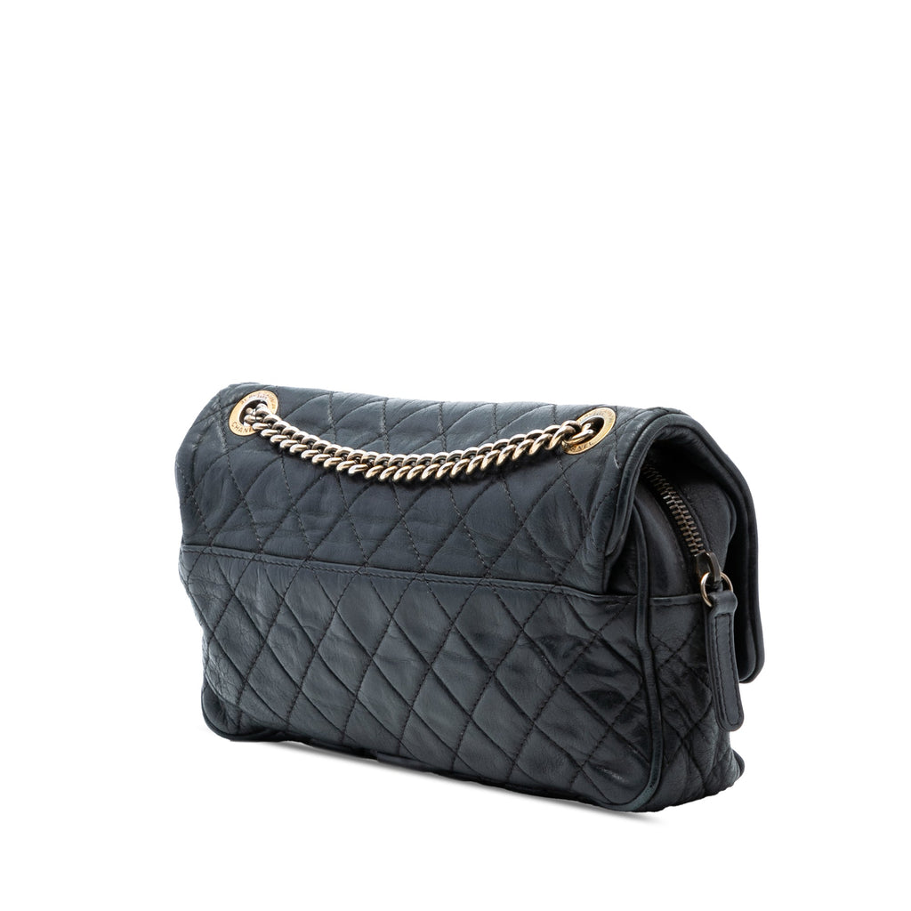 Small Quilted Iridescent Calfskin Shiva Flap