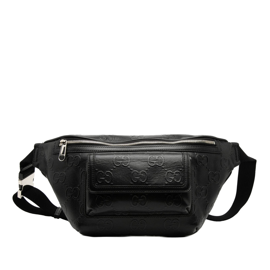 GG Embossed Perforated Leather Pocket Belt Bag