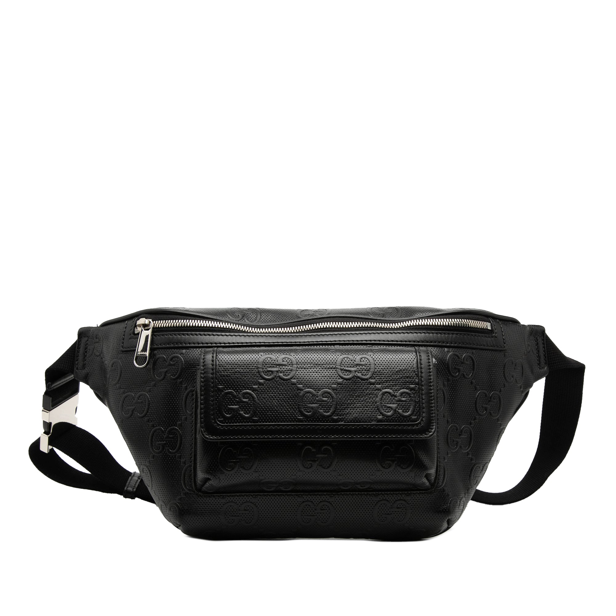 GG Embossed Perforated Leather Pocket Belt Bag