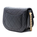 Mini CC Quilted Shiny Calfskin Round Moon Messenger Flap
