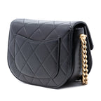 Mini CC Quilted Shiny Calfskin Round Moon Messenger Flap