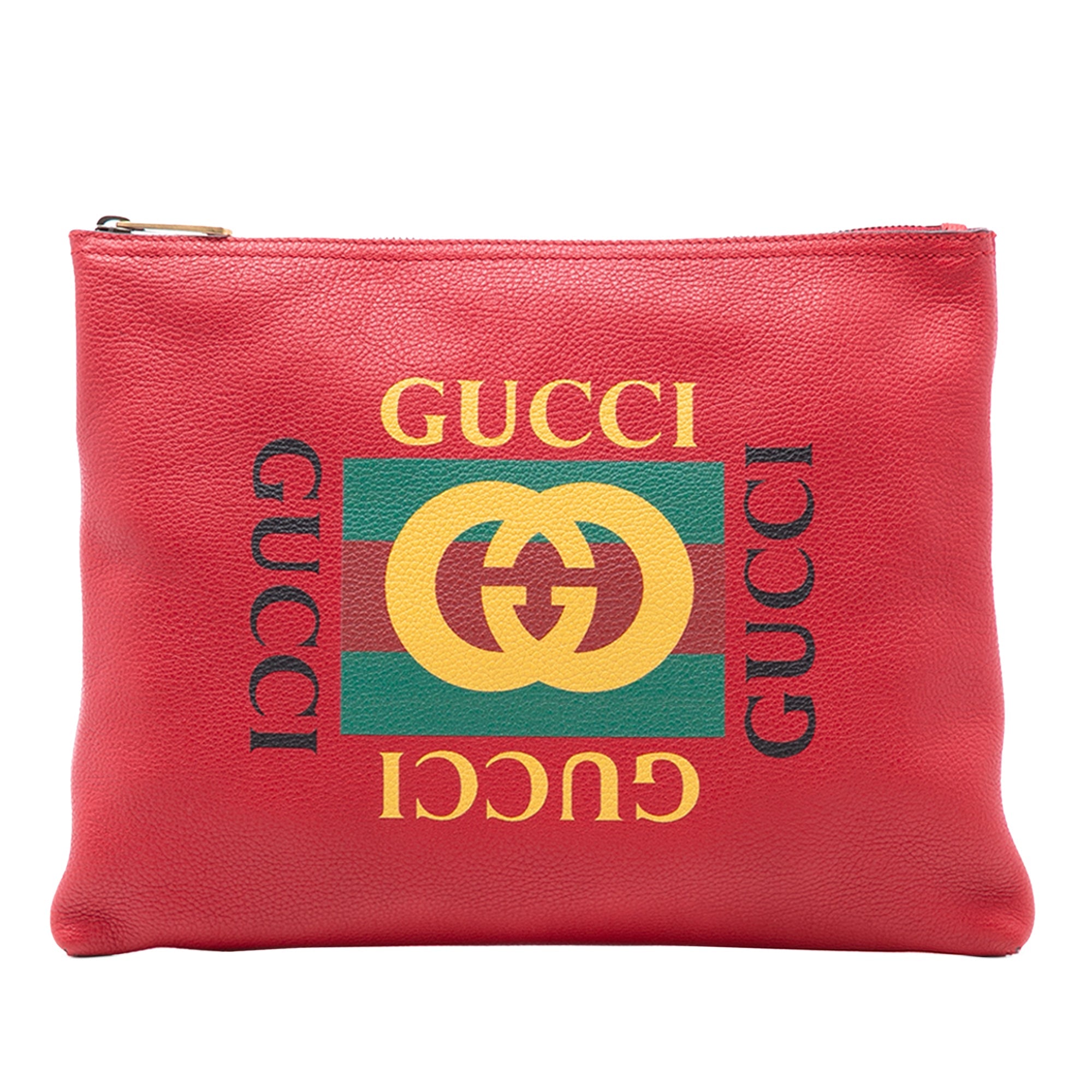 Medium Leather Logo Portfolio Clutch