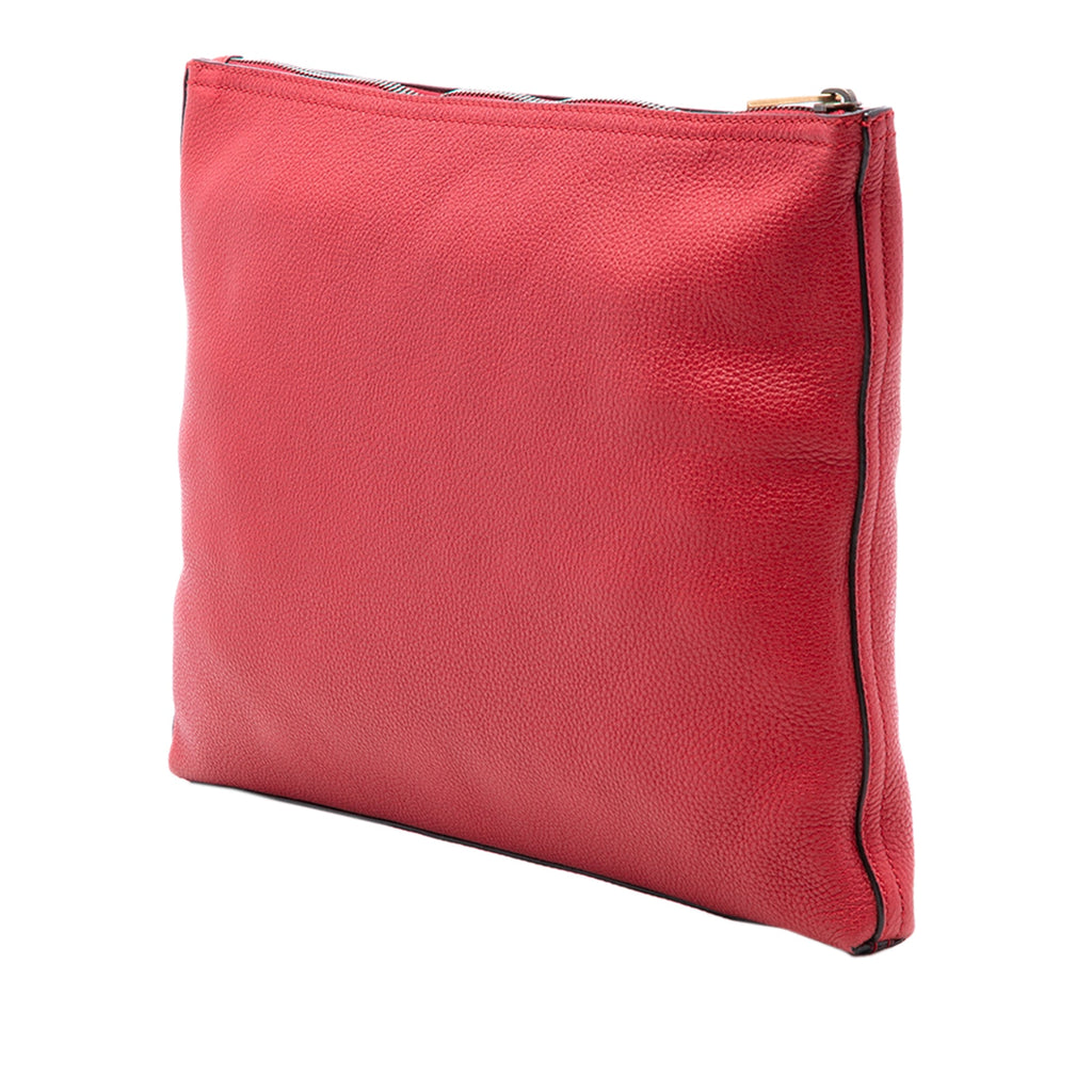Medium Leather Logo Portfolio Clutch