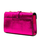 Small Metallic Python Embossed Leather Monogram Envelope Bag