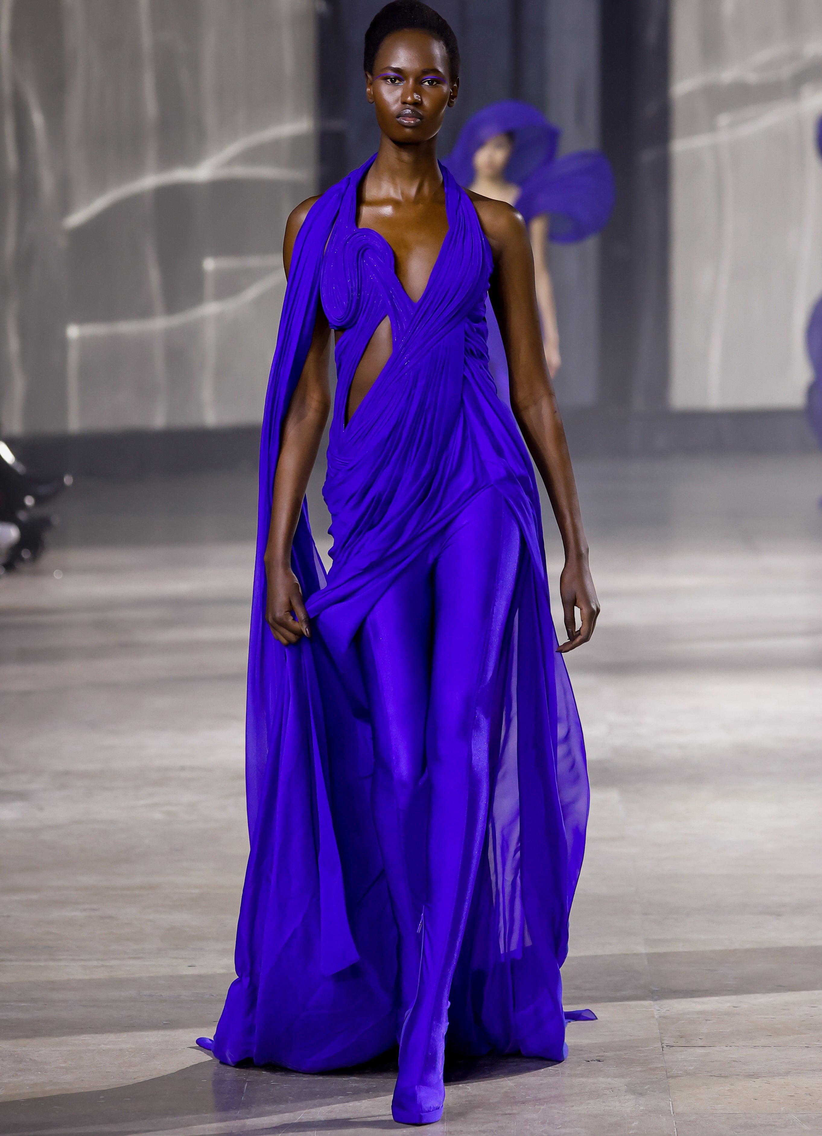 The Electric Blue Celestial Tide Sari Gown By KYNAH, Luxury Indian Fashion & Bridal Wear