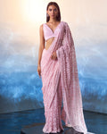 Pink Net Sari Set By KYNAH, Luxury Indian Fashion & Bridal Wear