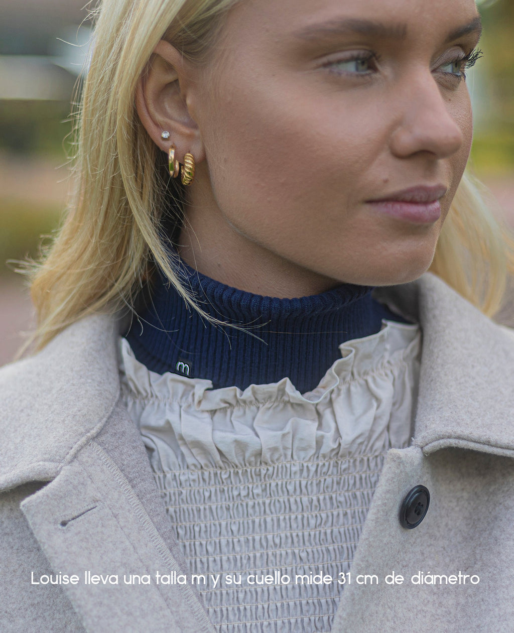 Jersey de cuello vuelto minimo azul mujer