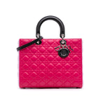 Large Tricolor Lambskin Cannage Lady Dior