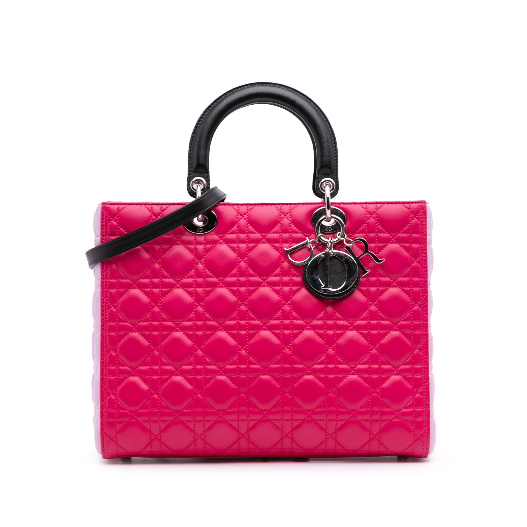 Large Tricolor Lambskin Cannage Lady Dior