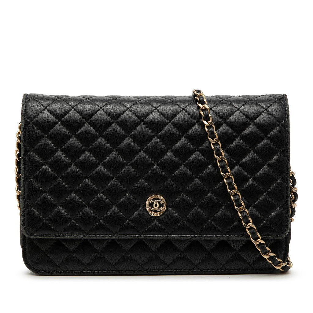 Quilted Lambskin Crest Wallet On Chain